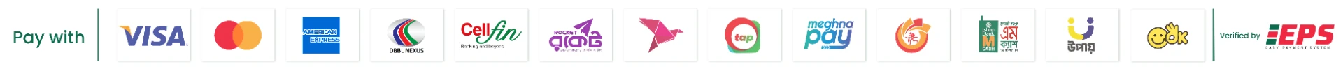 EPS — Visa, Mastercard, American Express, DBBL Nexus, CellFin, Rocket, bKash, tap, MeghnaPay, Nagad, Islamic Wallet, Upay, OK Wallet