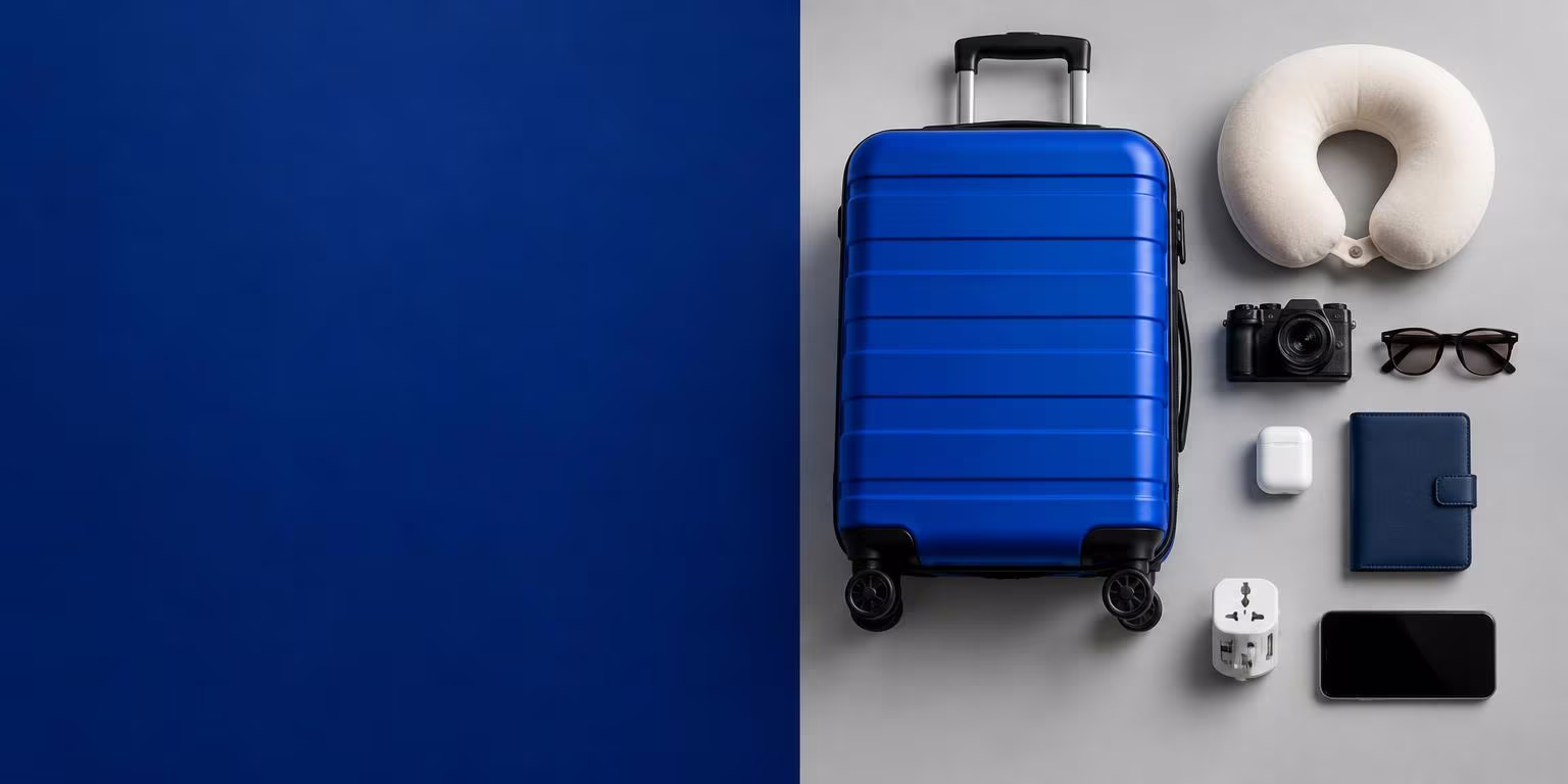 Travel suitcase and essentials